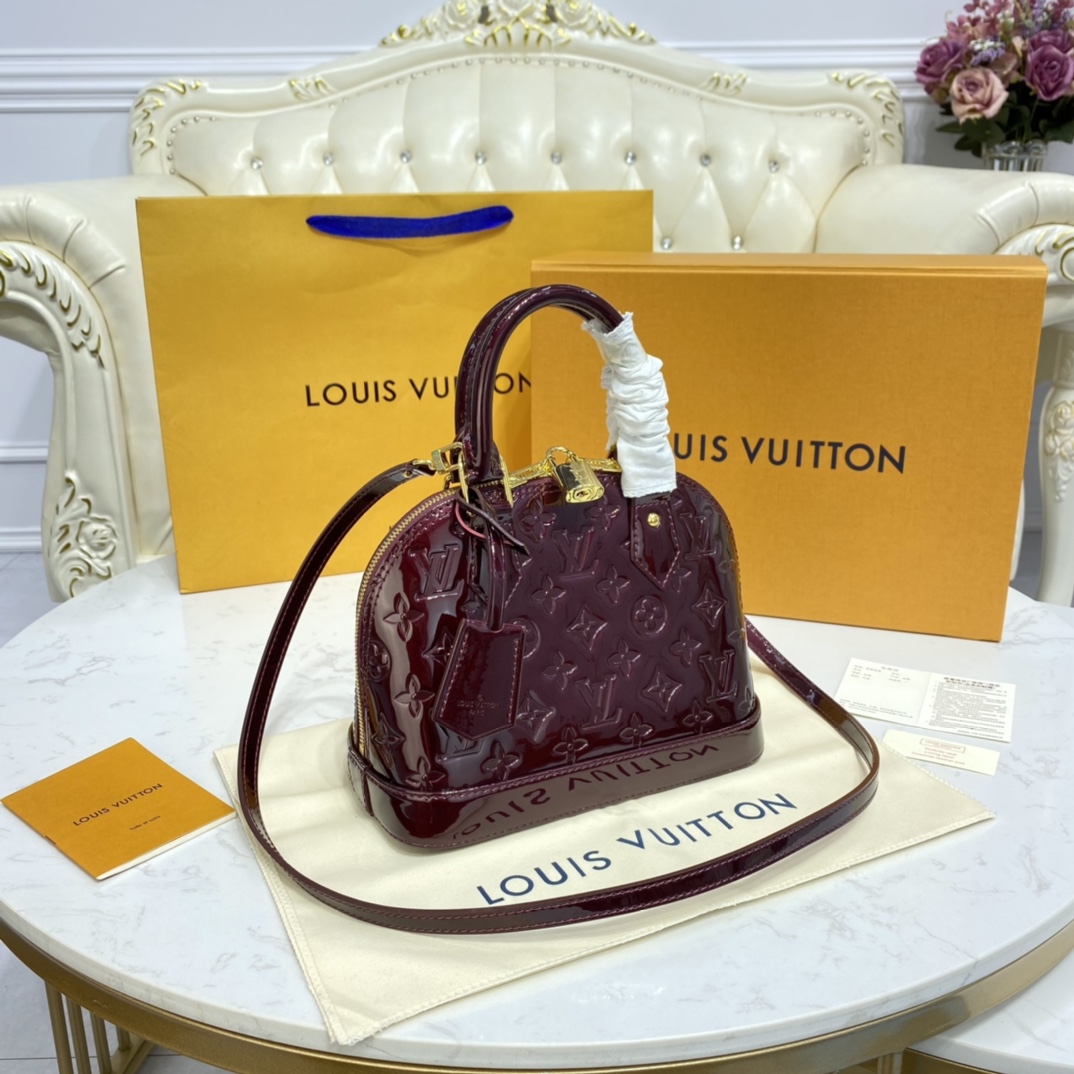 Louis Vuitton ALMA BB Monogram Handbag M91678 Amarante Red